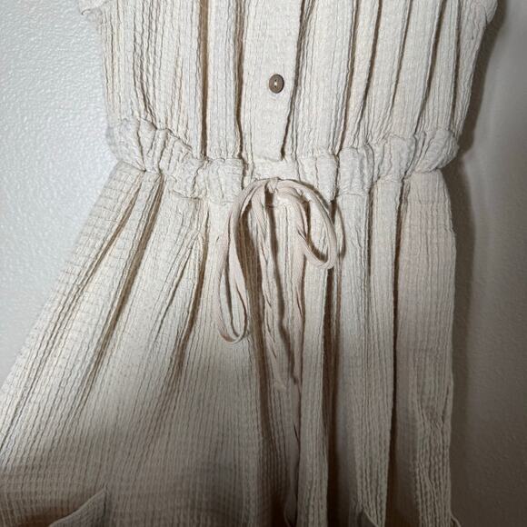 free people | cream off the grid waffle knit women's jumpsuit sz XL - Picture 4 of 11